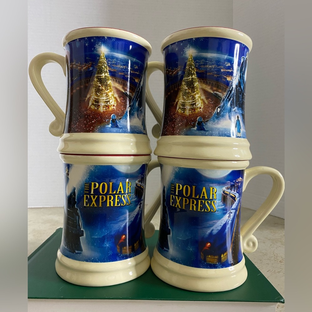 4 -Polar Express BELIEVE 3D Raised Hot Beverage ( Chocolate,Coffee, Tea) Mug Cup